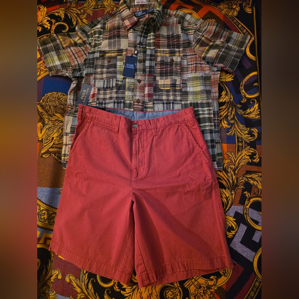 Polo Ralph Lauren Bundle Madras Shirt Chino Shorts